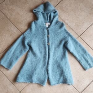 Soft Surroundings Vintage Baby Blue Mohair Hooded Cardigan Sz M